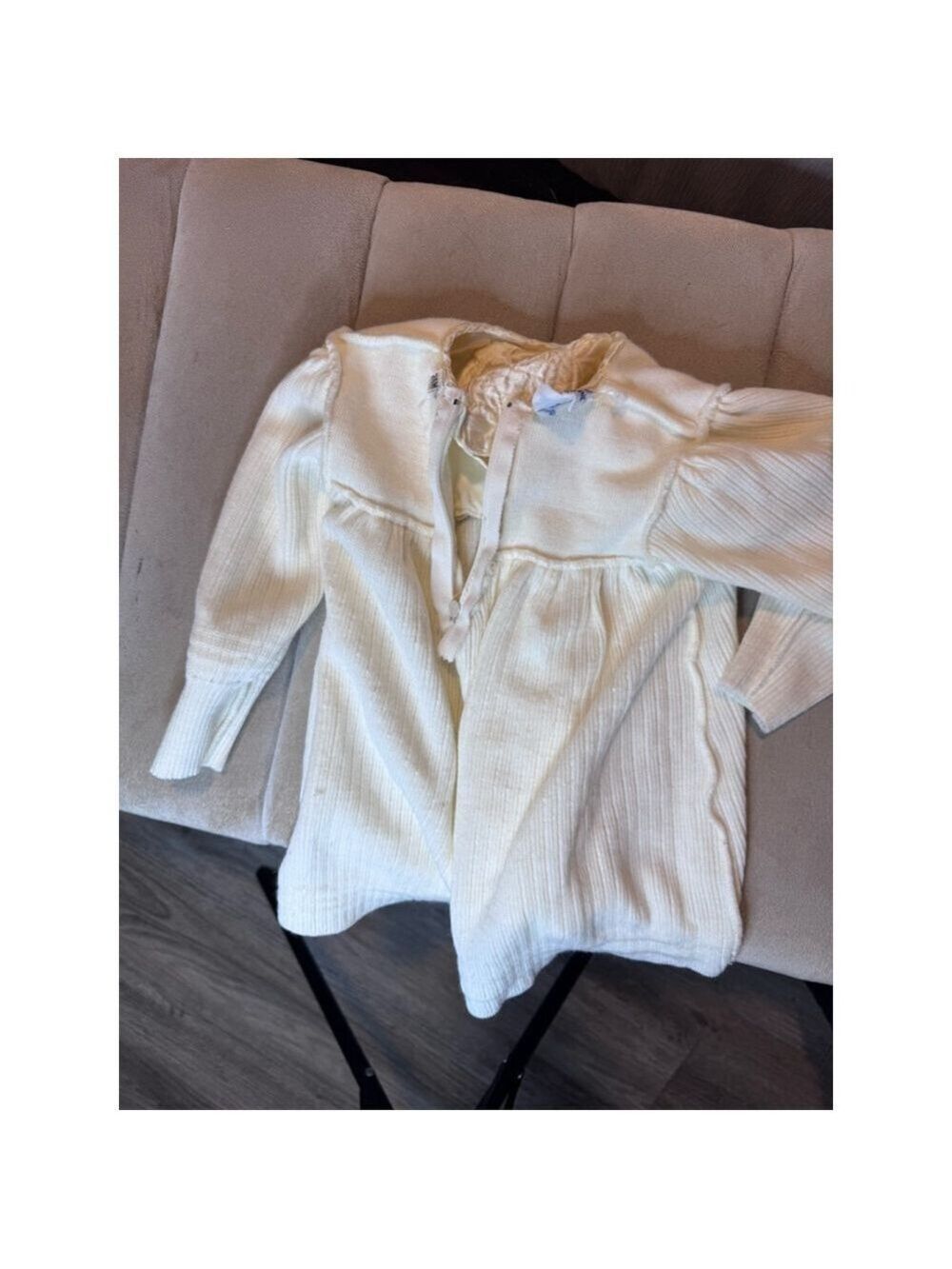Vintage sweater baby dress square satin collar embroidered sweater dress 24 mon￼ - Picture 6 of 12